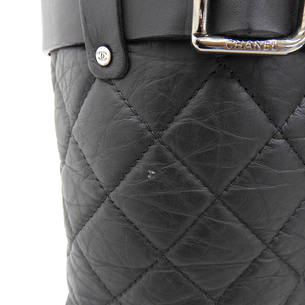 超美品 シャネル CHANEL マトラッセキルティング エンジニアブーツ