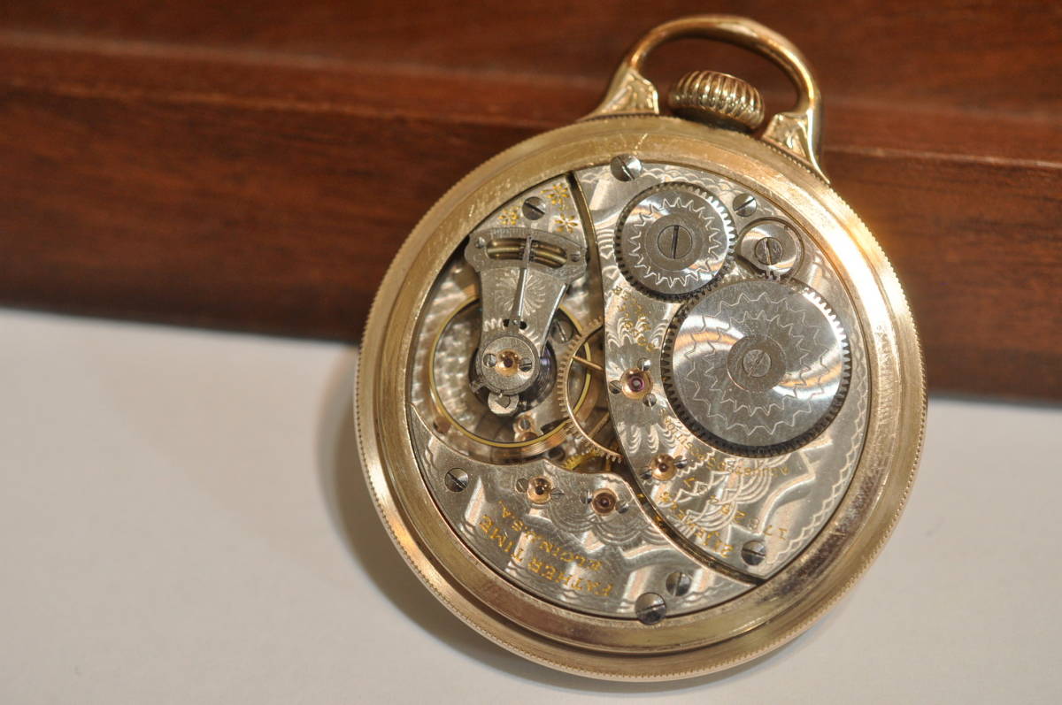 【FatherTime 21石 】Elgin エルジン 懐中時計 アンティーク 手巻き 機械式 ファーザータイム 1914年 鉄道懐中時計の画像1