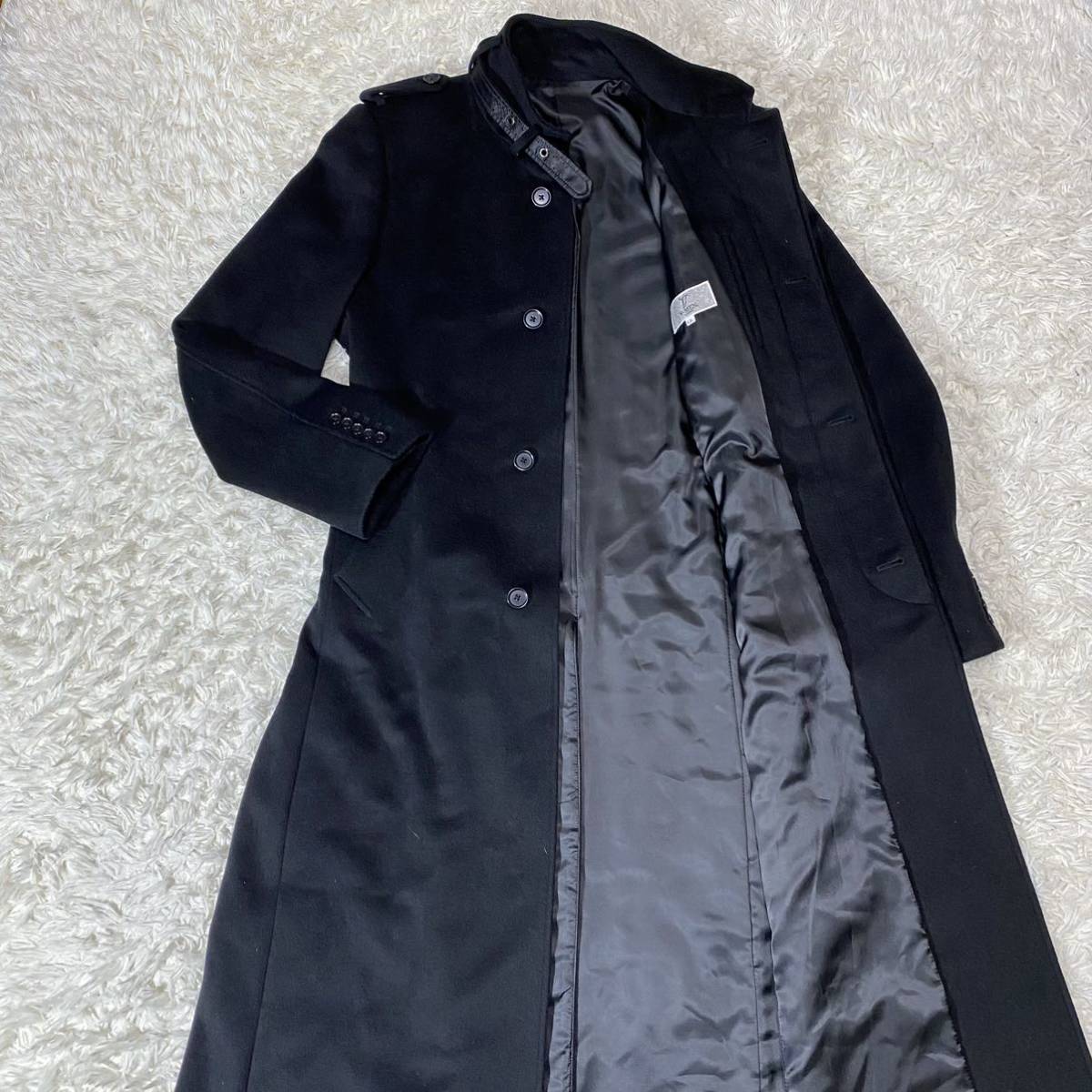 驚きの値段 LANVIN ステンカラーコート R46-44 紺 ネイビー sitedev