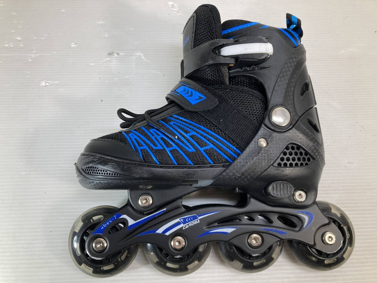 CAROMA インラインスケート 調節可能なローラースケート ローラースケート ブラックブルー　子供用　 Sサイズ　中古美品　　
