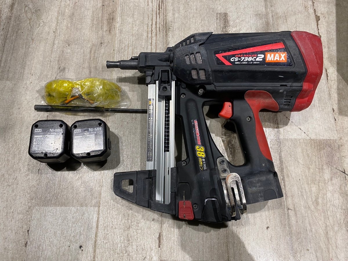 れている ☆ジャンク品☆MAX ガスネイラ GS-738C2 バッテリー2個付き