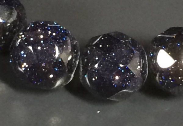 ブルーゴールドストーン(紫金石)のブレスレット 青砂石 16面カットの8ミリ珠約23粒 内径約16センチパワーストーン 0158A2の画像4