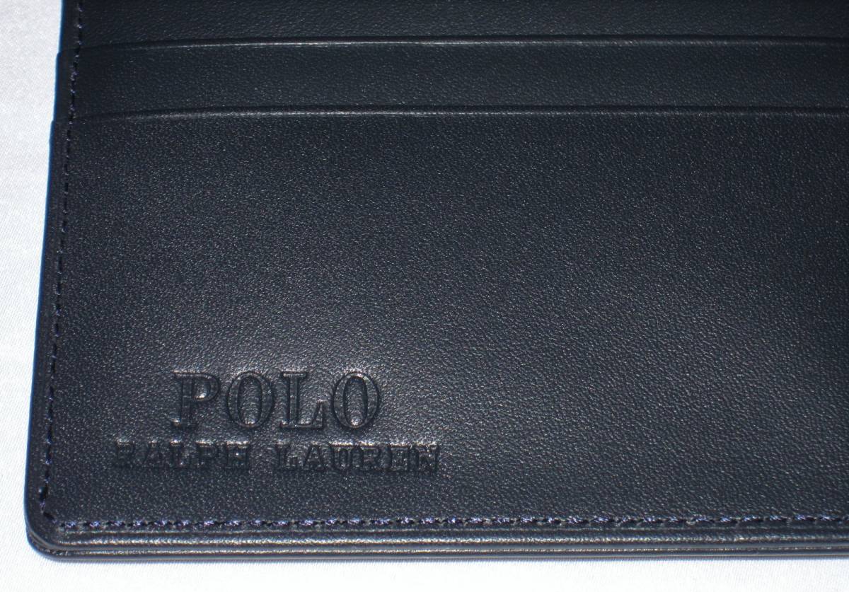 新品 ポロ ラルフローレン 国内正規店品 POLO RALPH LAUREN 牛革 長財布 紺 ネイビー スムースレザー 化粧箱付 小銭入れあり P-511SL