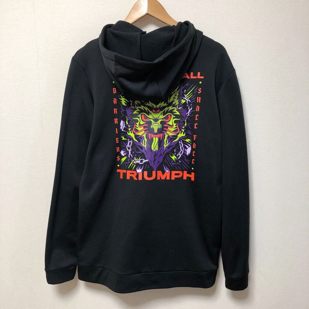 NIKE◇DRI-FIT /ナイキ /メンズL 長袖 ジャケット ジャージ パーカー 黒 裏起毛 ロゴプリント MIGHTY SHALL TRIUMPH スポーツウェア_画像3