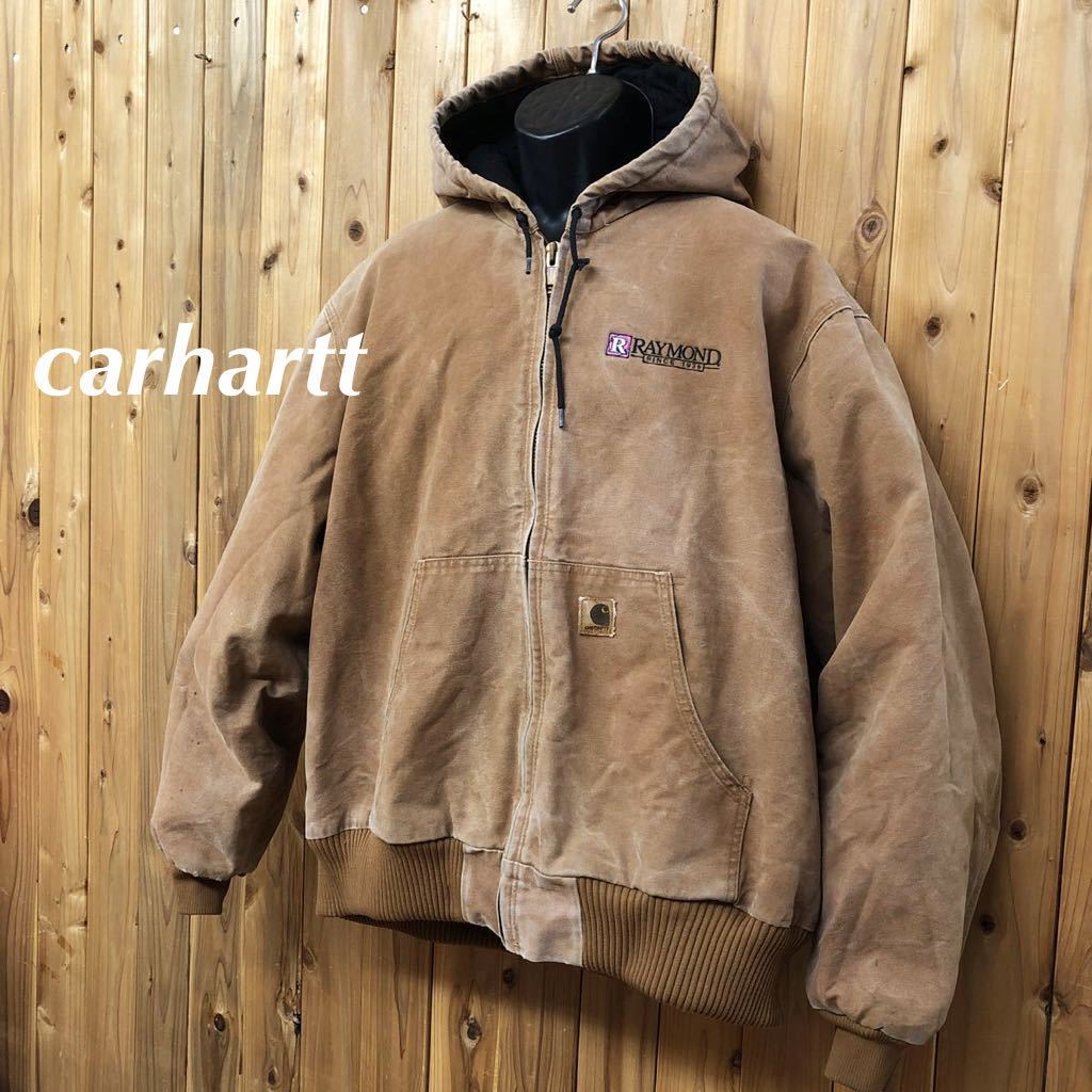 carhartt◇カーハート /メンズ2XL ワークジャケット アクティブジャケット ダック地 ロゴ刺繍 RAYMOND 中綿 ブルゾン アメカジ USA古着_画像1