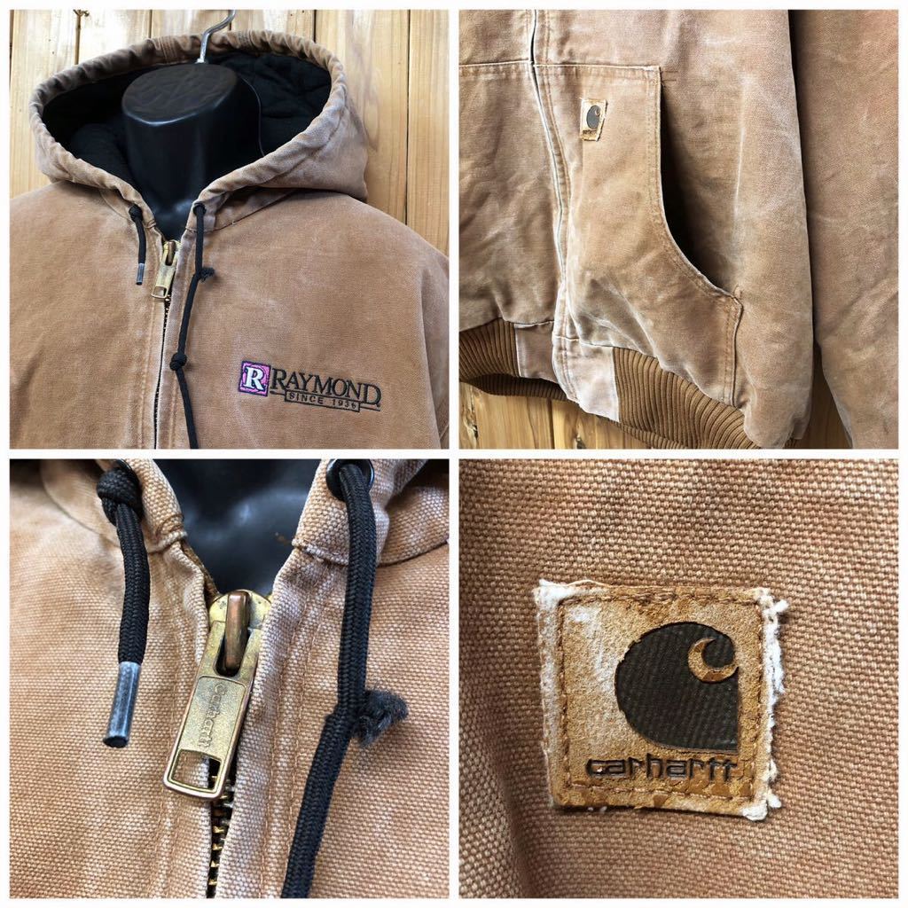 carhartt◇カーハート /メンズ2XL ワークジャケット アクティブジャケット ダック地 ロゴ刺繍 RAYMOND 中綿 ブルゾン アメカジ USA古着_画像4