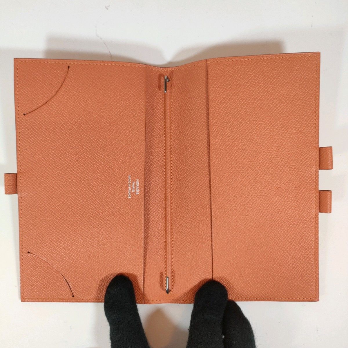 極美品】HERMES エルメス アジェンダ ジップ 手帳カバー オレンジ-