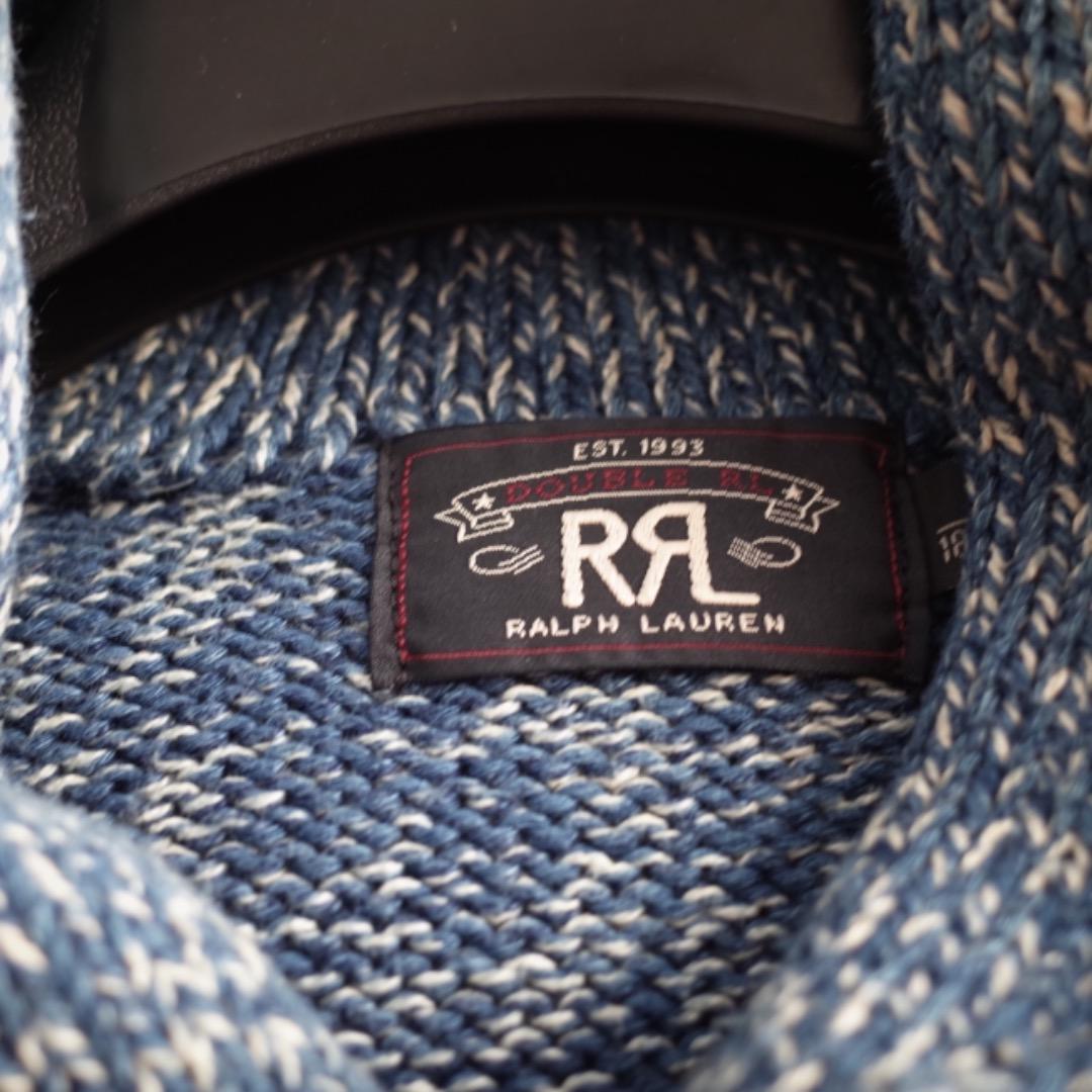 【希少】RRL インディゴ染 コットンニット プルオーバー XS フィッシャーマンニット ラ 秋冬 ショールカラー　アメカジ　_画像8