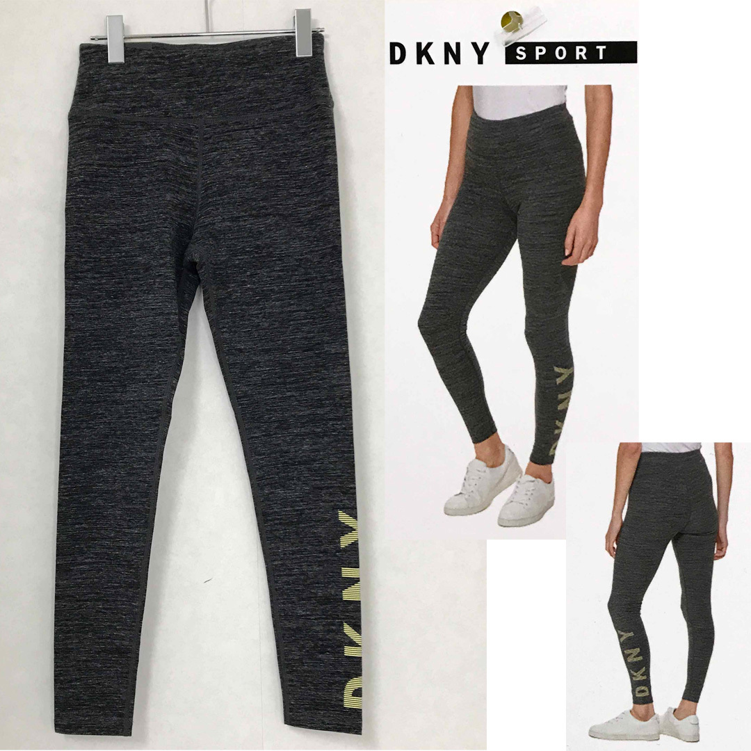 新品 M ★ DKNY レディース ロゴ レギンス グレー US-S コストコ ディーケーエヌワイ スポーツ ヨガ スパッツ レギンス ボトムス 10分丈
