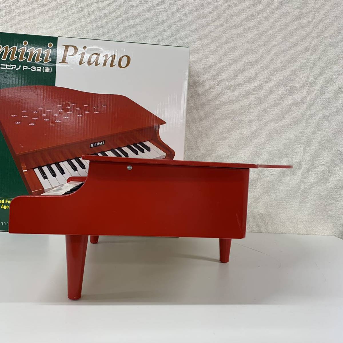 (M4 On)KAWAI MINI PIANO カワイ ミニピアノ 箱付き P-32 32鍵 赤 _画像5