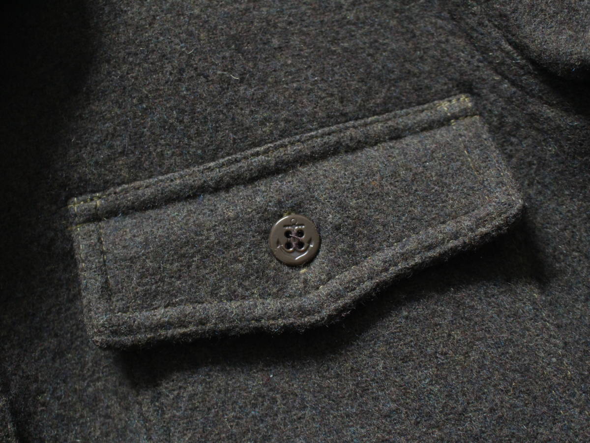 【 DENIME ドゥニーム 】CPO 長袖 ウールシャツ SMALL D13AW 1103-035 日本製 起毛 アンカーボタン オリーブ カーキ_画像4