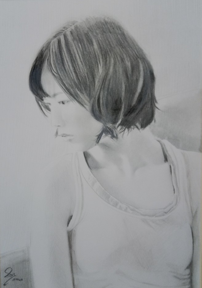 『作品3397』S.Tomo氏直筆色鉛筆画 超美品 美人画 新品額装の画像1