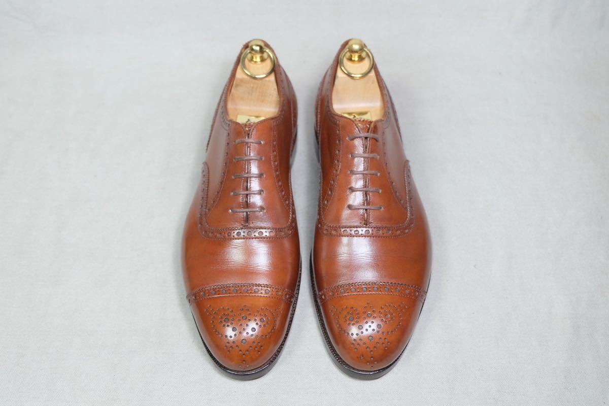 希少1980年代旧工場製 美品EDWARD GREEN エドワードグリーン 美しいセミブローグシューズ UK6.5E 英国製高級手製革靴 ヴィンテージイギリス