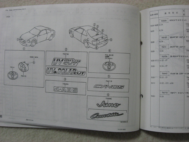  старый машина эпоха Heisei. машина Toyota Cynos техосмотр "shaken" * экстерьер детали katarok*E-EL52*EL54 серия 1998 год 2 месяц версия ( модифицировано . версия )