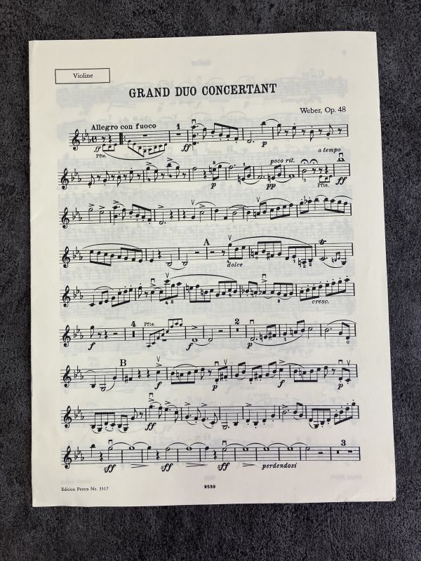 ウェーバー/Weber 協奏的大二重奏曲 Op.48 変ホ長調 クラリネット/ヴァイオリン Grand Duo Concertant_画像3