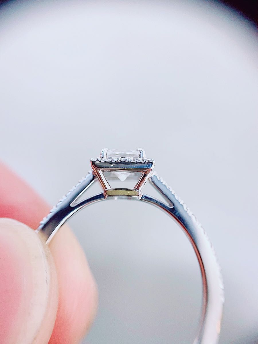 ★0.50ct0.26ct★F,VS1プリンセスカットダイヤモンドリング指輪