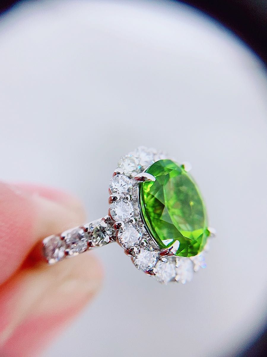 ☆1.39ct☆✨ペリドット0.95ctダイヤモンドプラチナリング指輪 | www