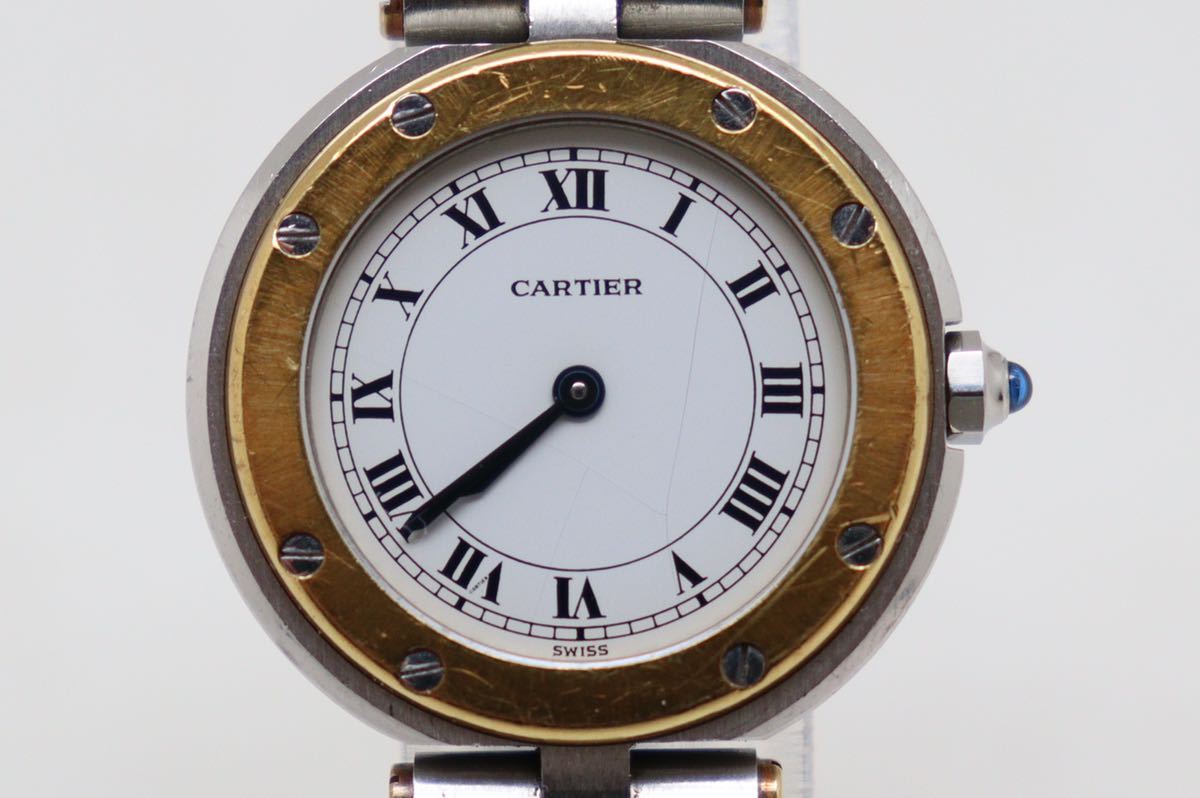 カルティエ/Cartier/サントスラウンド/YG×SS/レディース/クォーツ/電池交換済み