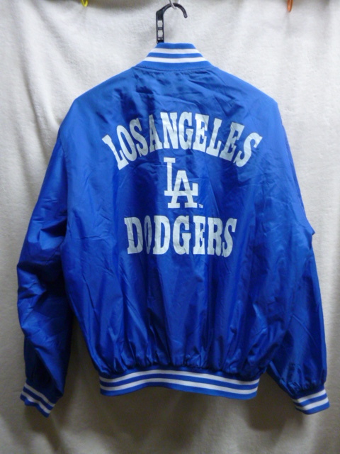 ロサンゼルスドジャース　スタジャン　Mサイズ　genuine merchandise　MLB　DODGERS　ナイロンブルゾン　古着　90s　　_画像1