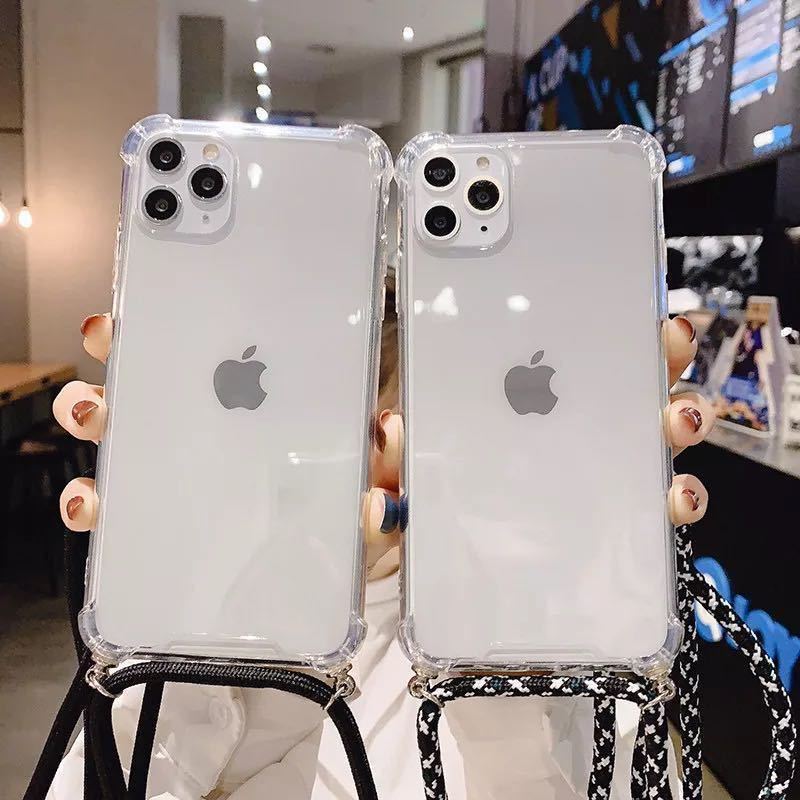 【期間限定セール】iPhone14 ケース★iPhone14 カバー クリア ストラップ付き 黒_画像2