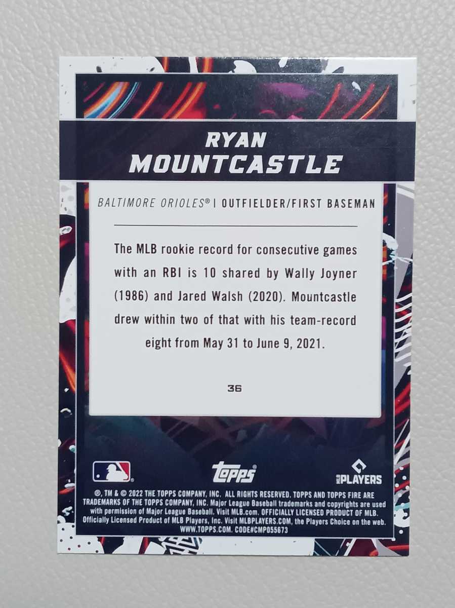 MLB 2022 TOPPS FIRE マウントキャッスル MOUNTCASTLE RED パラレル_画像2