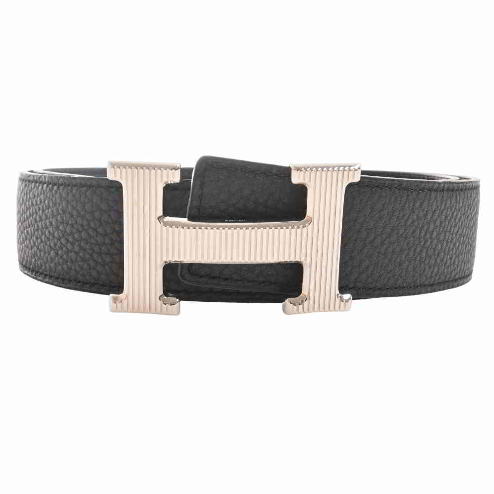 HERMES エルメス ボックスカーフ トゴ リバーシブル Hベルト ブラック