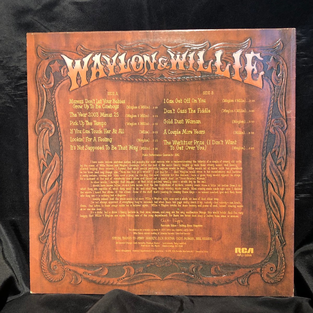 Waylon Jennings & Willie Nelson / Waylon & Willie LP RCA Victor_画像2