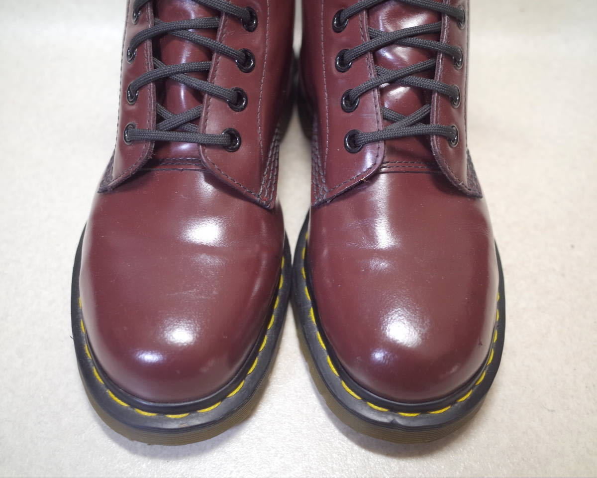 【即決価格落札で送料無料】2802■Dr.Martens/ドクターマーチン■使用少8ホール/プレーントゥ/編上げブーツ/チェリー/男性24.5cm女性25cm■_画像3