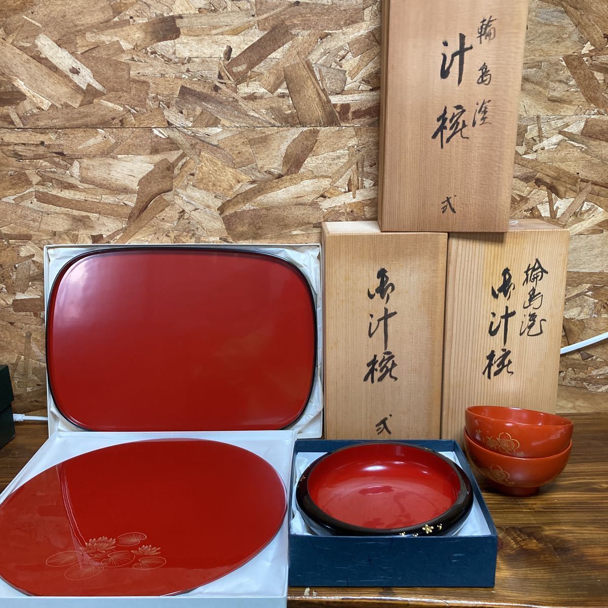 ヤフオク! - 輪島塗 器 漆器 漆塗 お盆 茶碗 特産輪島塗 汁碗 菓子...