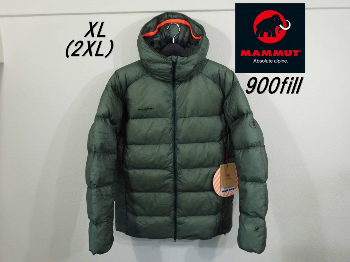新品 マムート 900フィルパワー ダウンジャケット 防寒ジャケット メンズ グースダウン ダウン XL 2XL Meron IN Hooded Jacket 緑 Woods