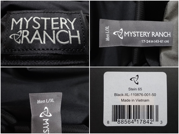 残1　新品 65L 大型 ミステリーランチ L XL バックパック リュックサック カバン Mystery Ranch Stein 65 Stein65 スタイン65 ブラック 黒_画像10