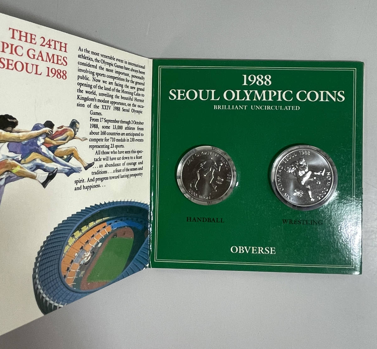 ソウルオリンピック1988 記念硬貨 2セット 柔道 テニス ハンドボール レスリング 記念 メダル 硬貨の画像2