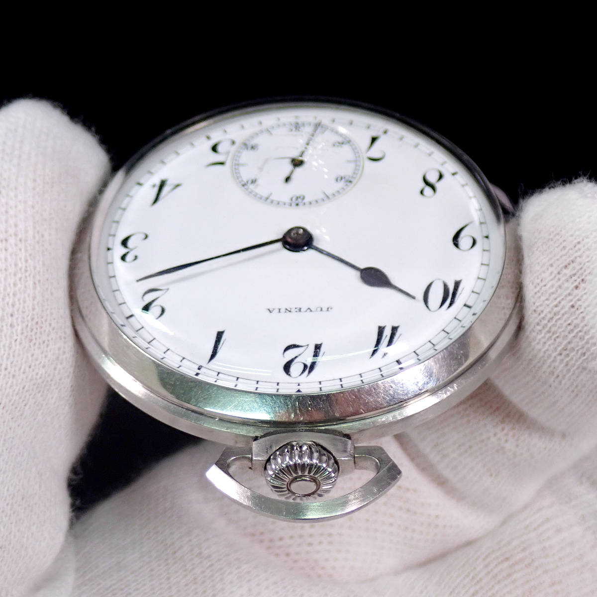JUVENIA スモセコ 手巻き ステンレス／ホワイト文字盤 ジュベニア 懐中時計の画像5