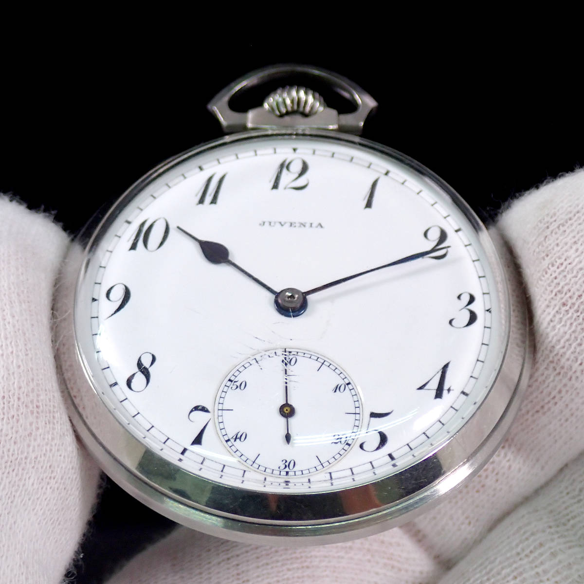 JUVENIA スモセコ 手巻き ステンレス／ホワイト文字盤 ジュベニア 懐中時計の画像4