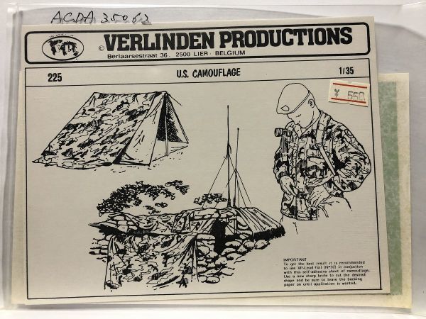 VERLINDEN/バーリンデン 1/35 U.S.CAMOUFLAGE カモフラージュ 迷彩 テント 服 デカール シート 225　PM04_画像1