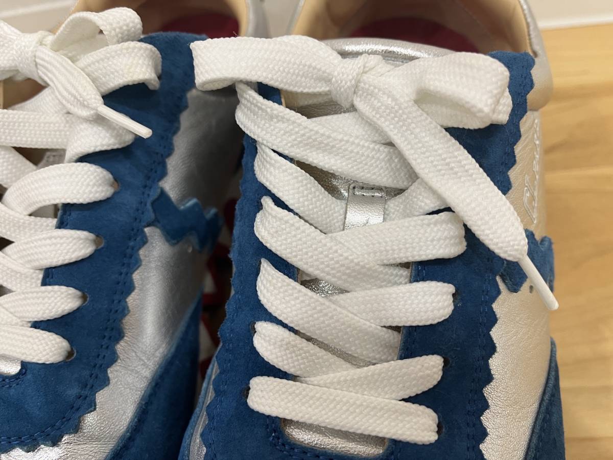 G「12326」CHRISTIAN LOUBOUTIN クリスチャンルブタン スニーカー Loubishark ルビーシャーク ブルー×シルバー