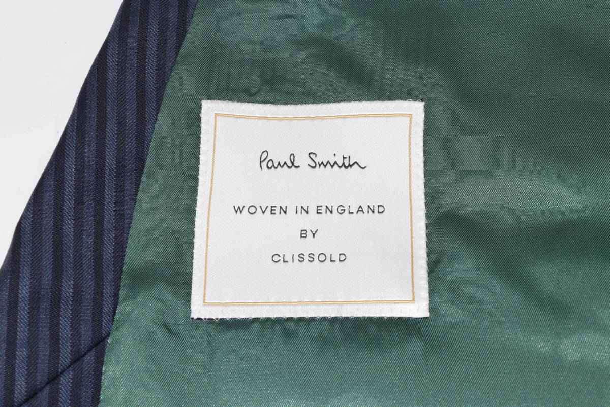 ☆新品未使用☆Paul Smith ＆ WOVEN IN ENGLAND 襟付きベスト☆ネイビーストライプ☆L2サイズ 胸回52㎝ 裾回53㎝ 後着丈60㎝☆定価44,000円の画像6