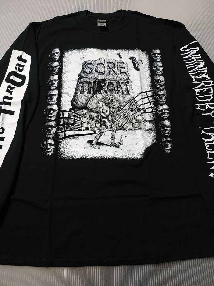 SORE THROAT 長袖 Ｔシャツ unhindered by talent 黒M ロンT / discharge doom shitlickers napalm death carcasss terrorizer_画像1