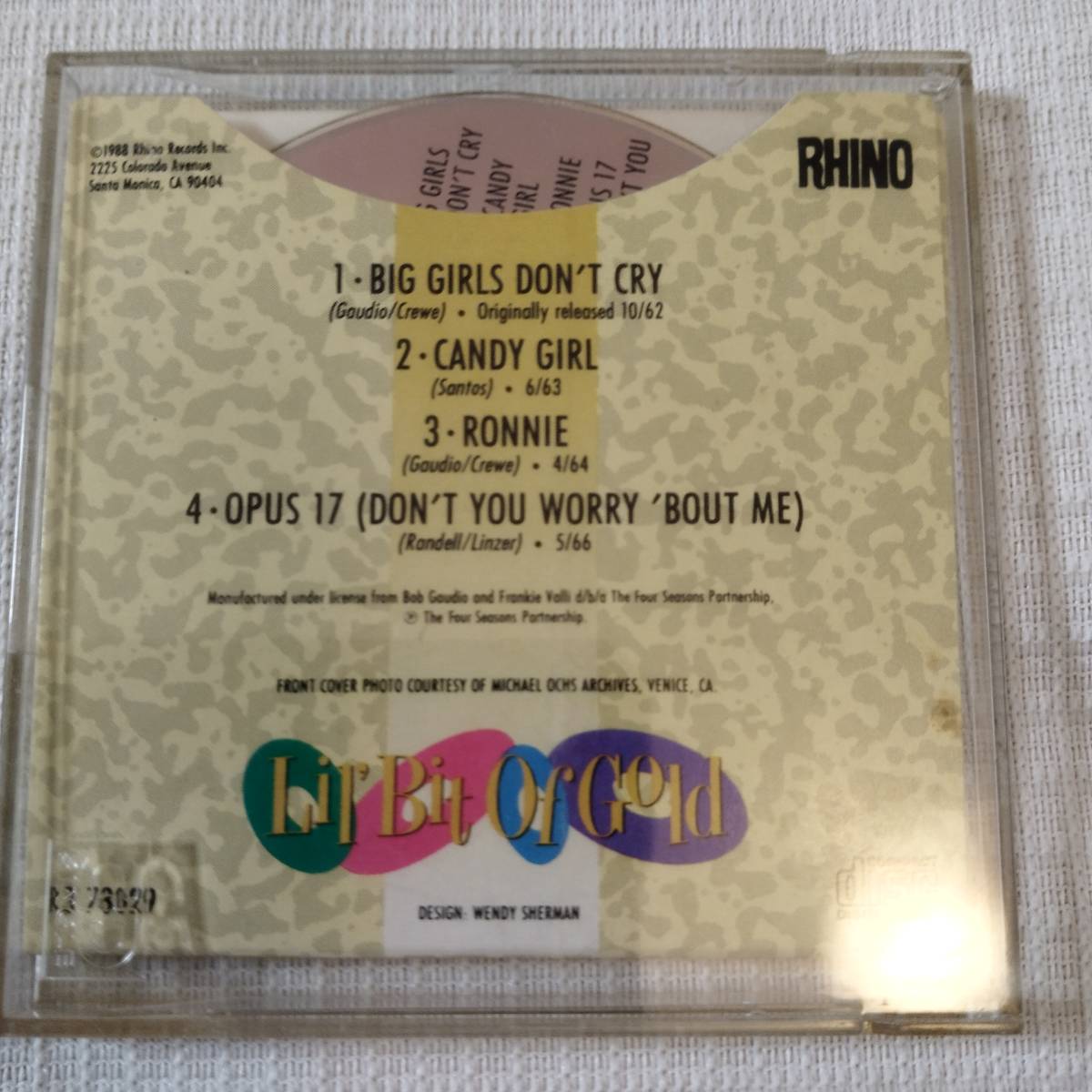 中古 8㎝CD　 洋楽　The 4 Seasons Sherry～全4曲　　Big Girls Dont Cry～全4曲　ケース付　　2枚組_画像4