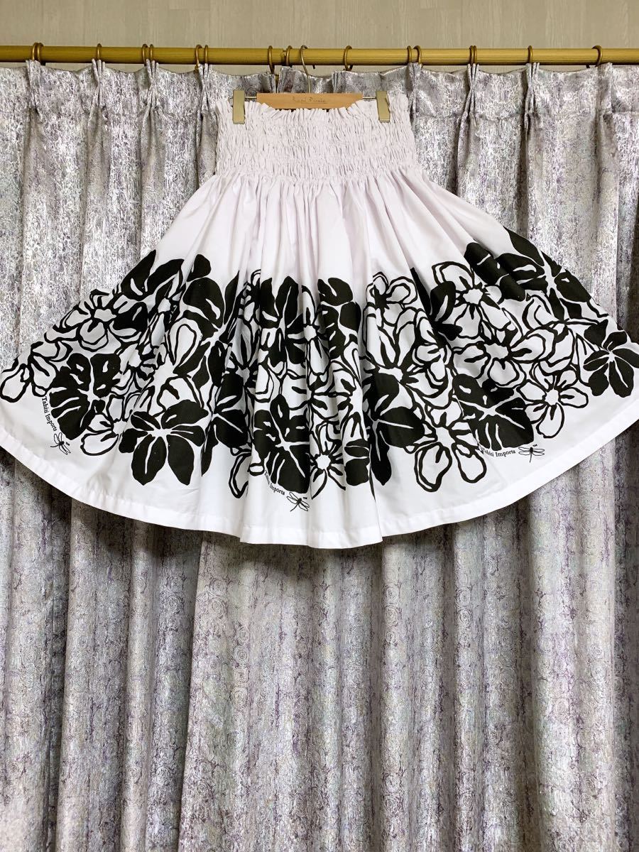 パウスカート フラダンス Tahiti Import タヒチインポーツ ホワイト 白 結婚式 発表会 ドレス ホイケ メレ リサイタル ウエディングドレス