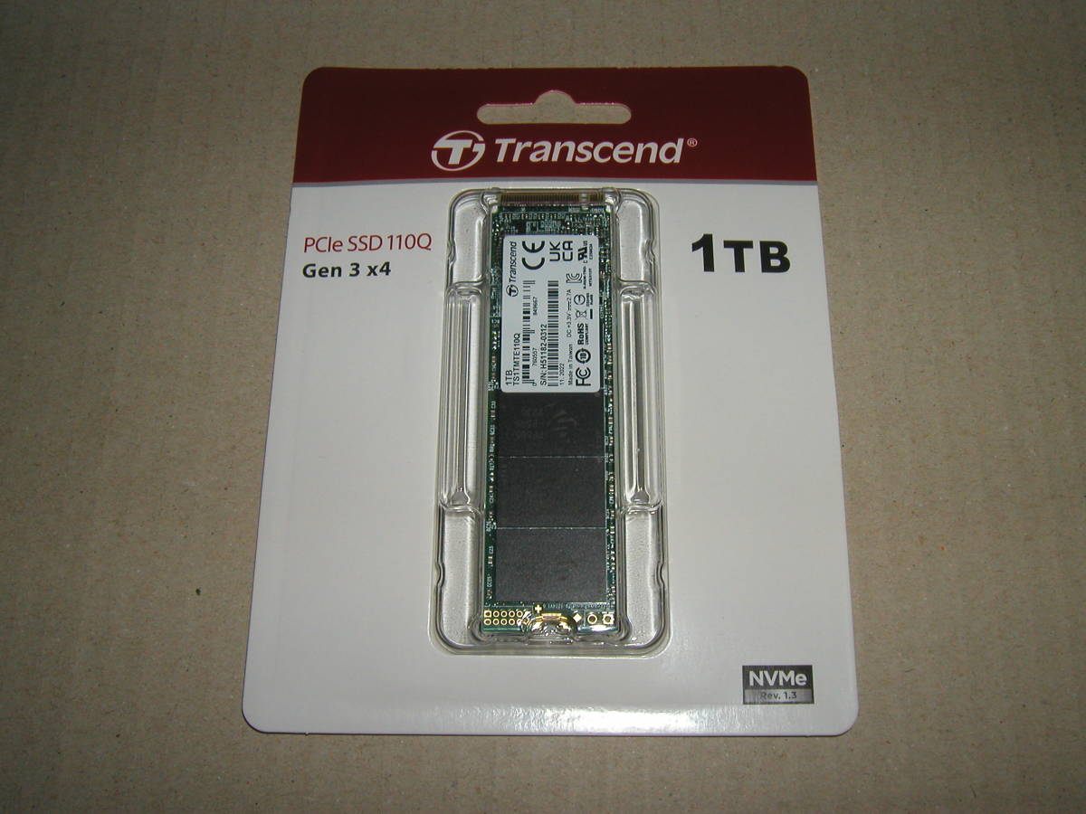 未開封新品 Transcend トランセンド TS1TMTE110Q M.2 SSD 1TB NVMe 1.3準拠 PCIe Gen3 ×4 3D NAND