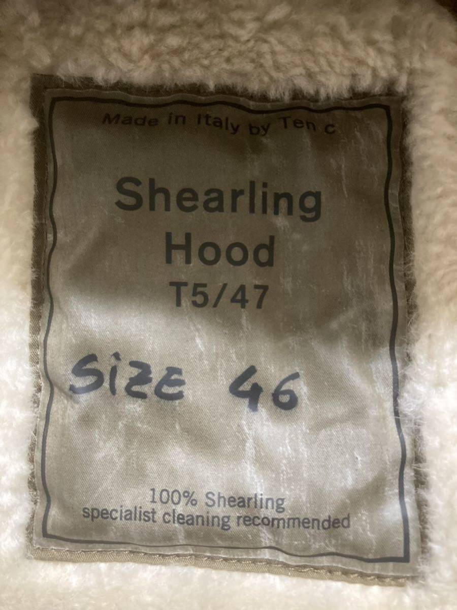 Ten-c shearling hood ブラウン系 46 ムートンフードライナー テンシー anorak アノラック_画像4