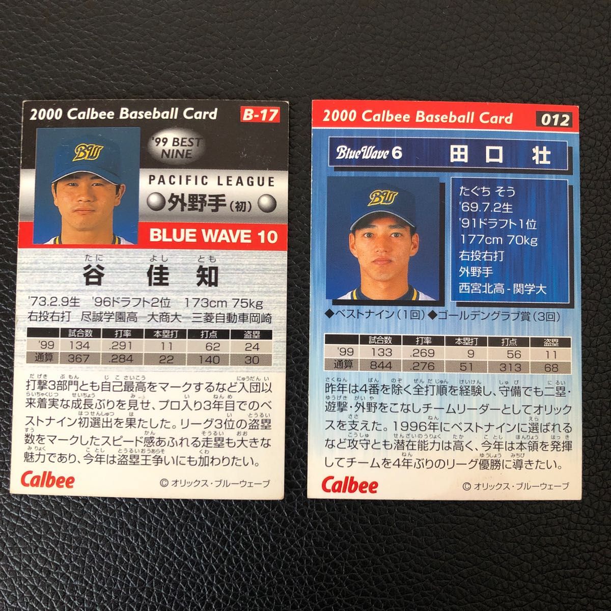カルビー Calbee 野球カード ベースボールカード 谷佳知 田口壮 BlueWave オリックス・ブルーウェーブ