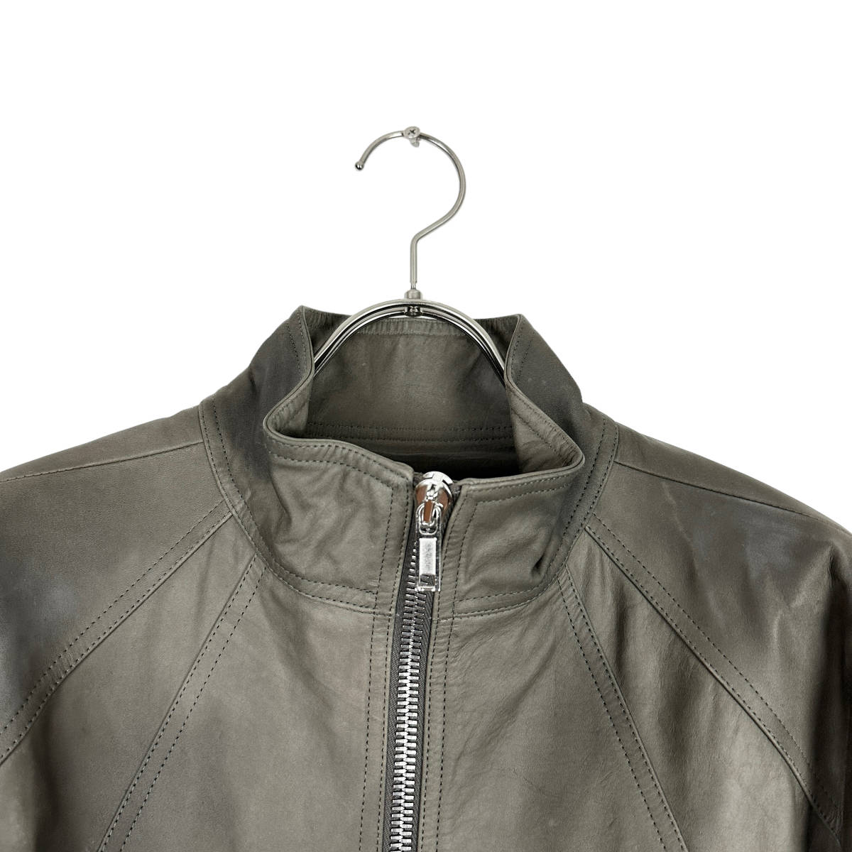 Rick Owens(リックオウエンス) intarsia leather jacket (gray)_画像2