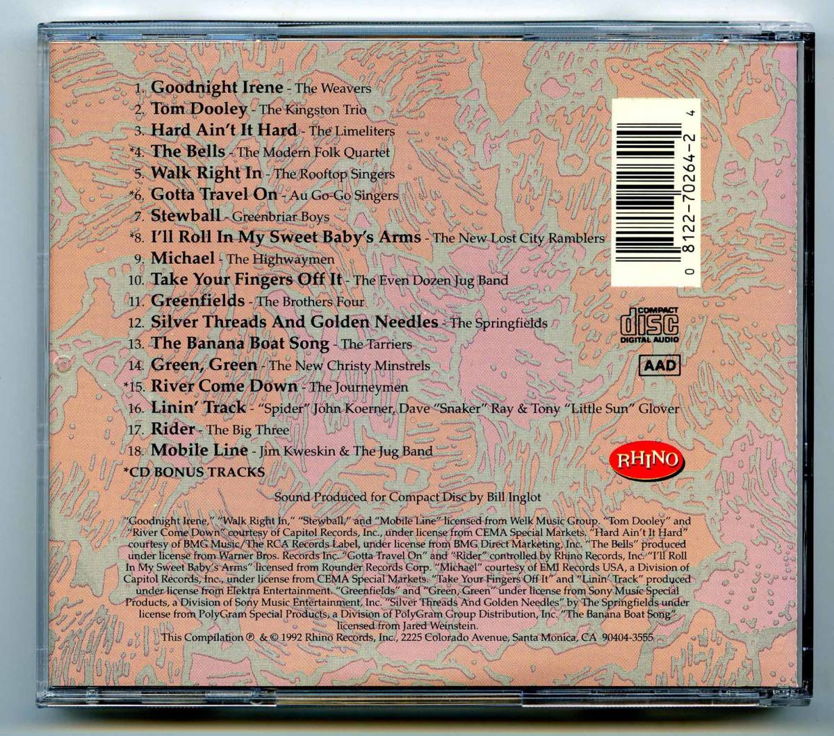 The Weavers, The Kingston Trio, The Brothers Four他 CD「Troubadours Of The Folk Era Volume Three」US盤 R2 70264 新品同様_画像2
