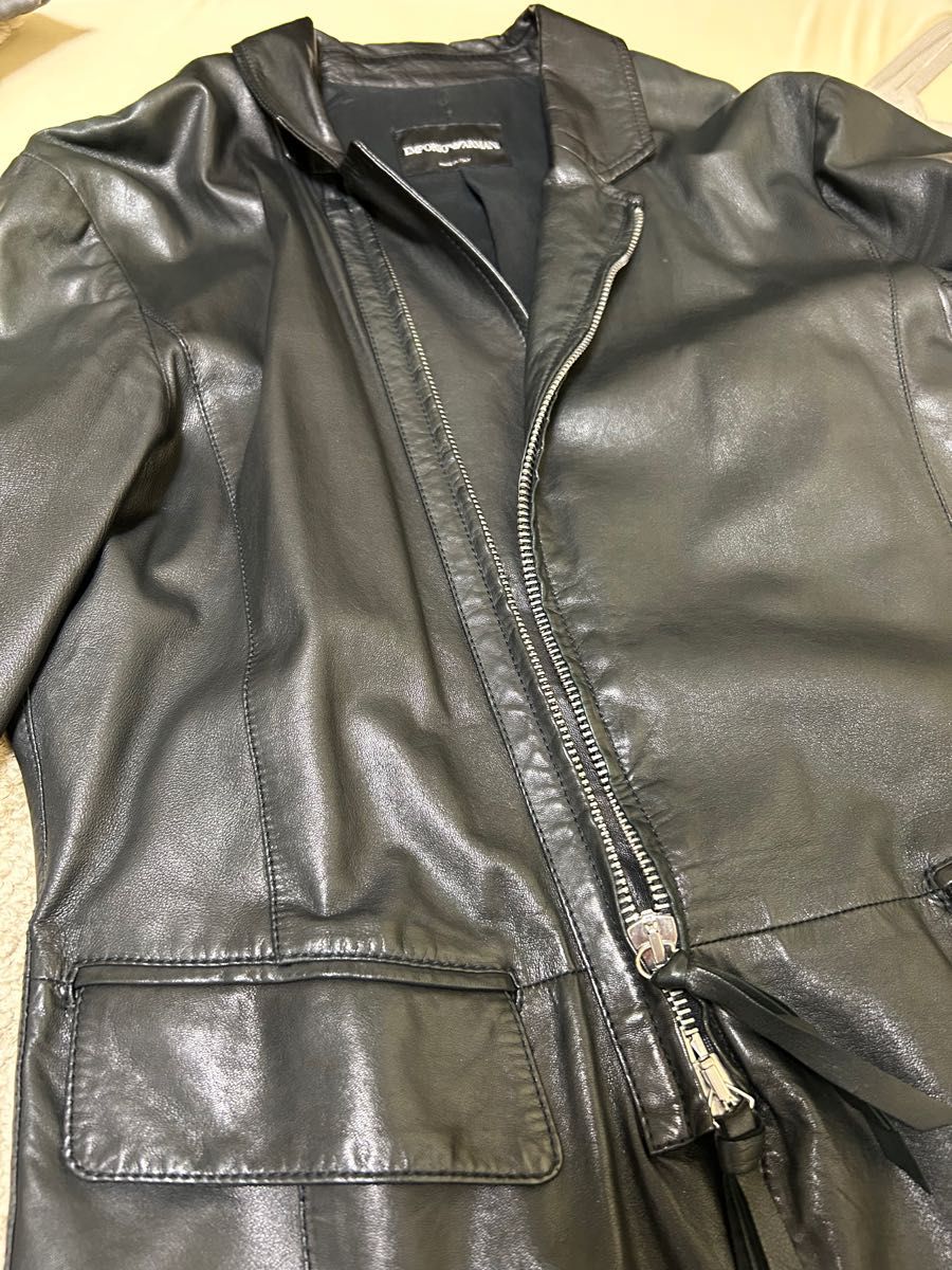 エンポリオアルマーニ 羊革 ライダースジャケット 50サイズ ブラック