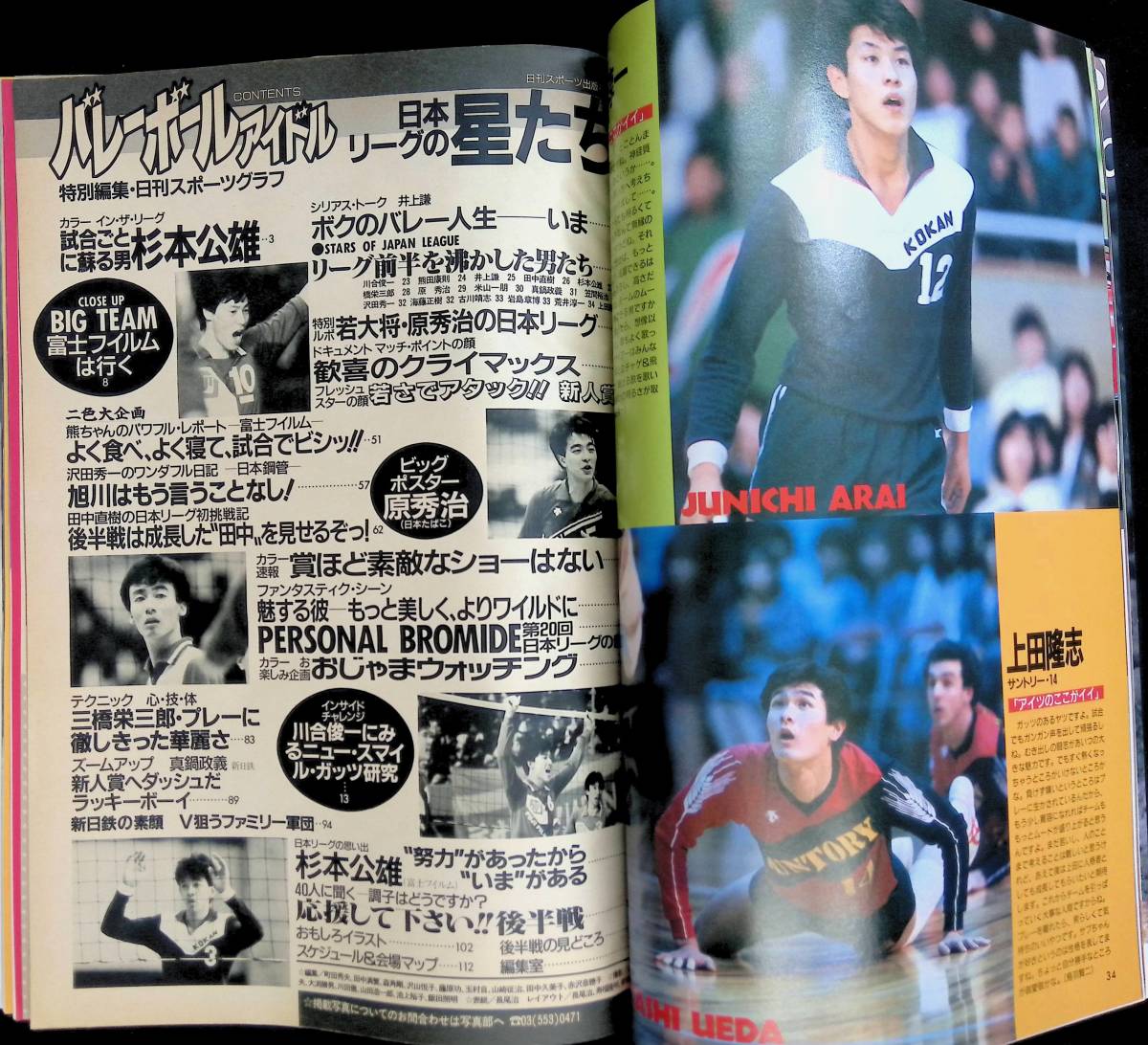 バレーボールアイドル　特別編集　日本リーグの星たち　川合俊一　日刊スポーツグラフ　BIGポスター付き　1987年　YB230118S1_画像2