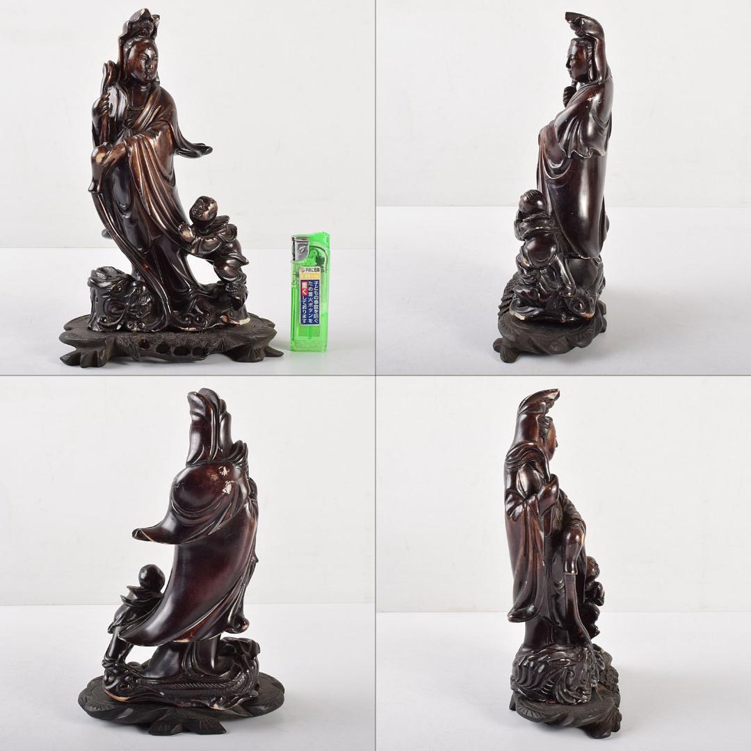中国 玉石彫刻 象 置物 唐木台付 五点 D R3655B | chaofightshop.com