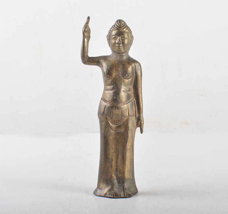 仏教美術 古銅鍍金 仏頭 仏像 木製台付 D R4397C-