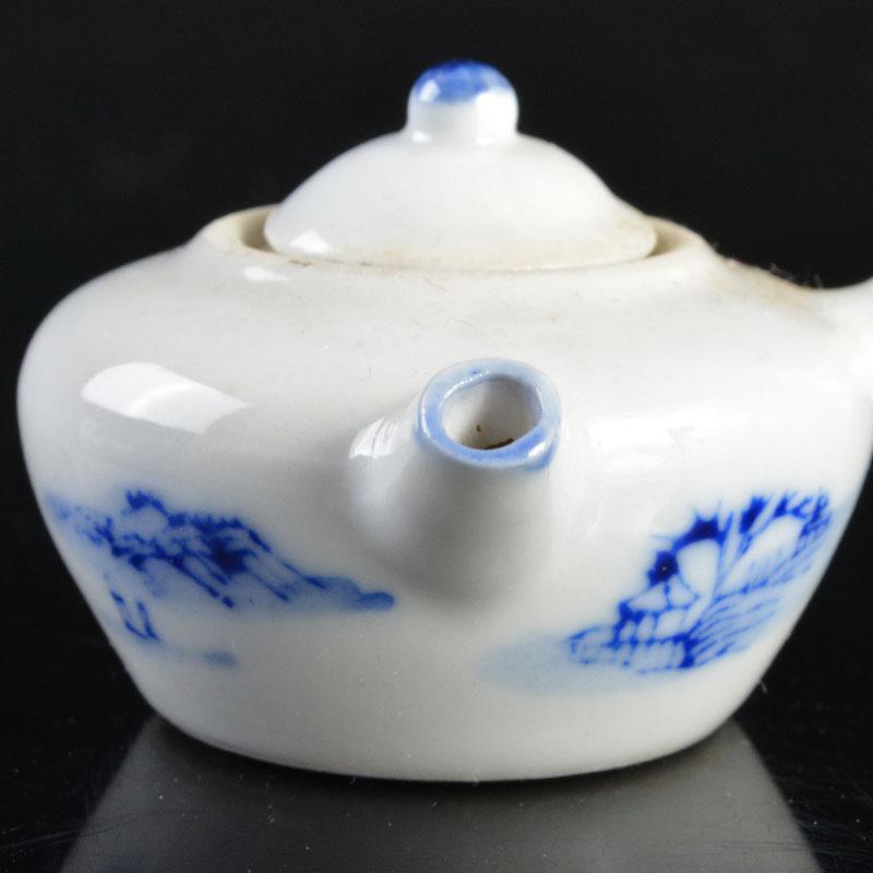 中国 新渡 青花山水文など 手付煎茶器 小猪口 三種十客 時代箱付 G